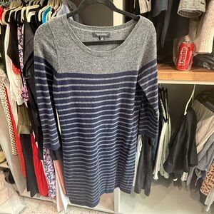Banana Republic Womens Soft Italian Wool Cashmere Sweater Dress Striped Blue L